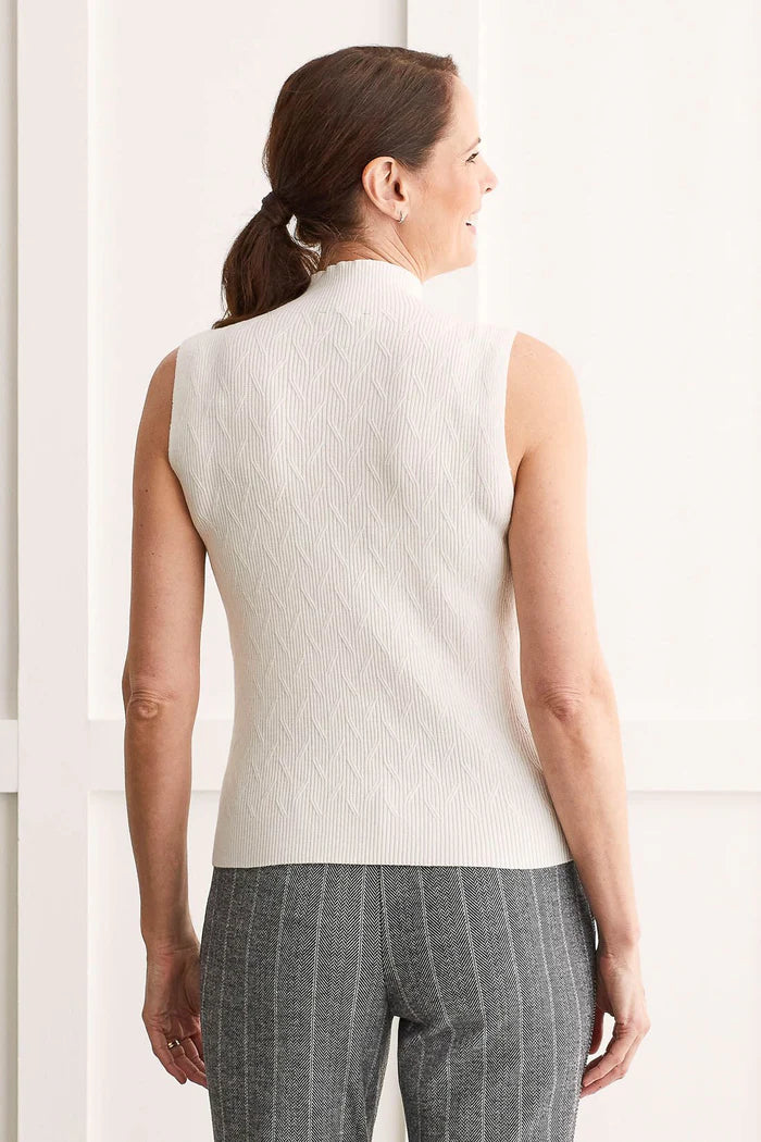 Textured Sleeveless Mock Neck Top