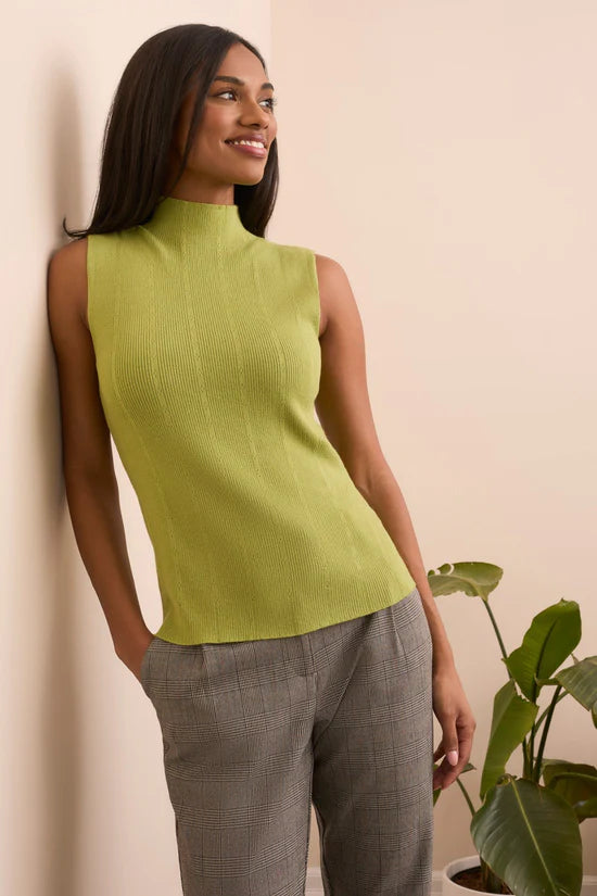 Textured Sleeveless Mock Neck Shell