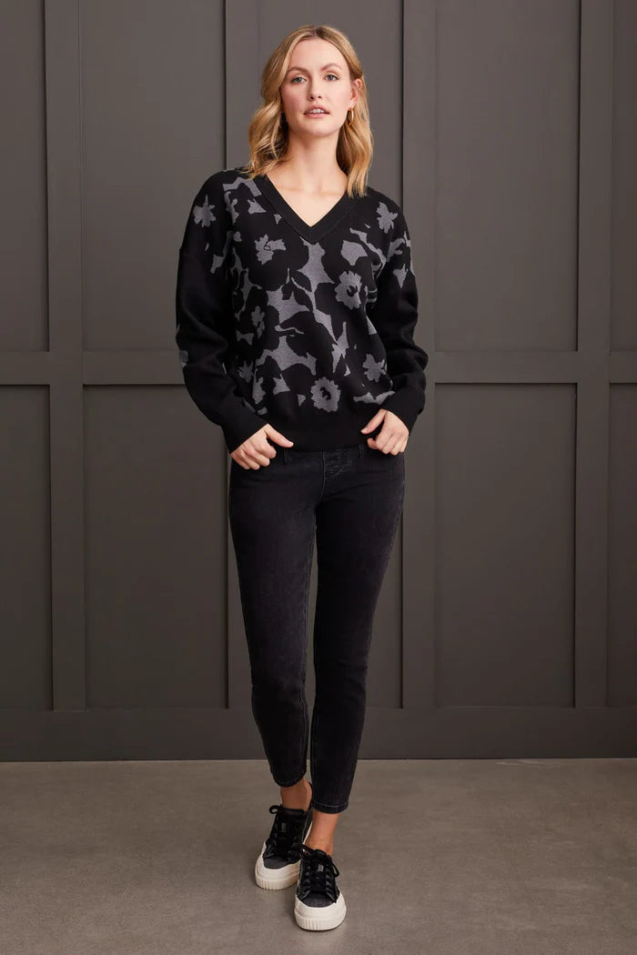 V-Neck Jacquard Sweater