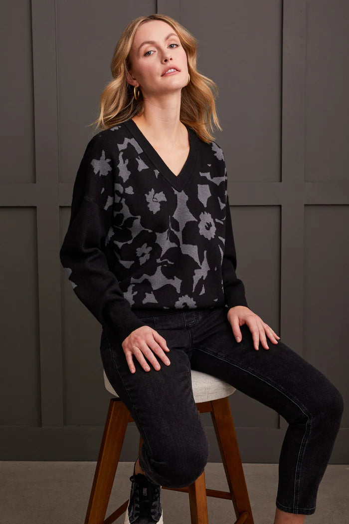 V-Neck Jacquard Sweater