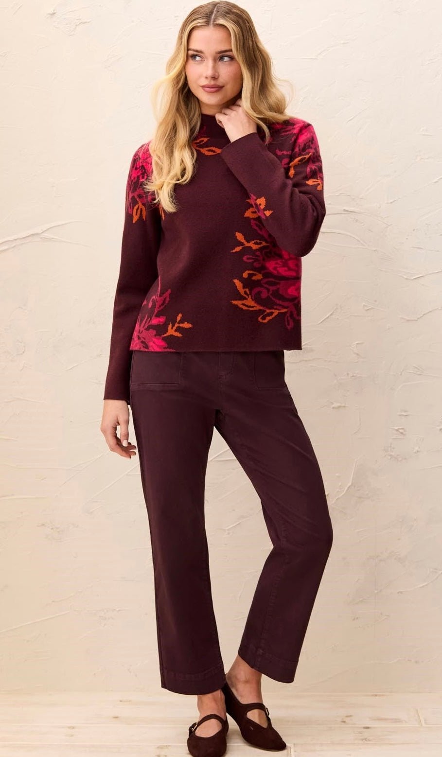 Tribal Women's Double Knit Funnel Neck Long Sleeve Sweater - OLIVIA'S