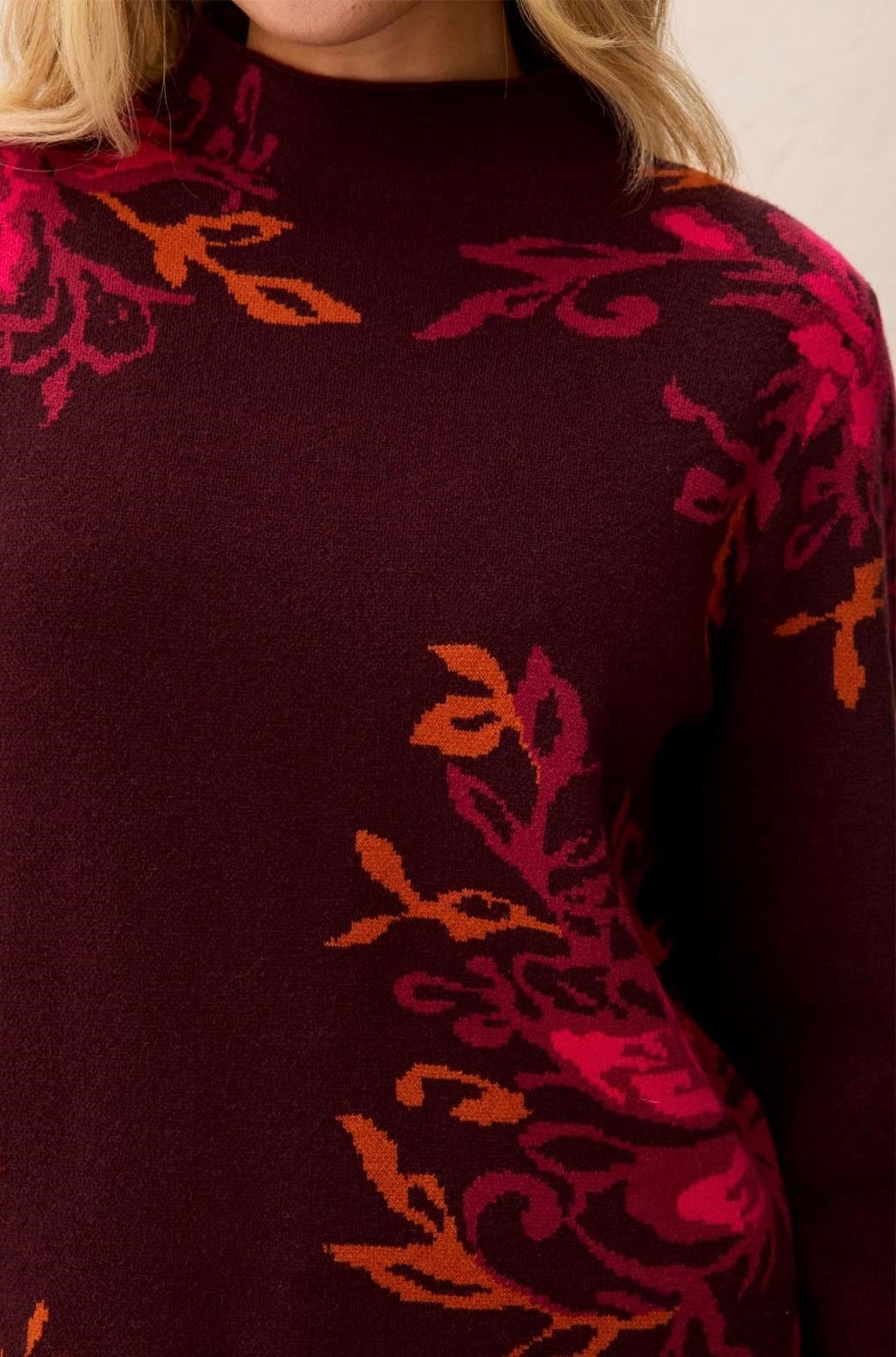 Tribal Women's Double Knit Funnel Neck Long Sleeve Sweater - OLIVIA'S