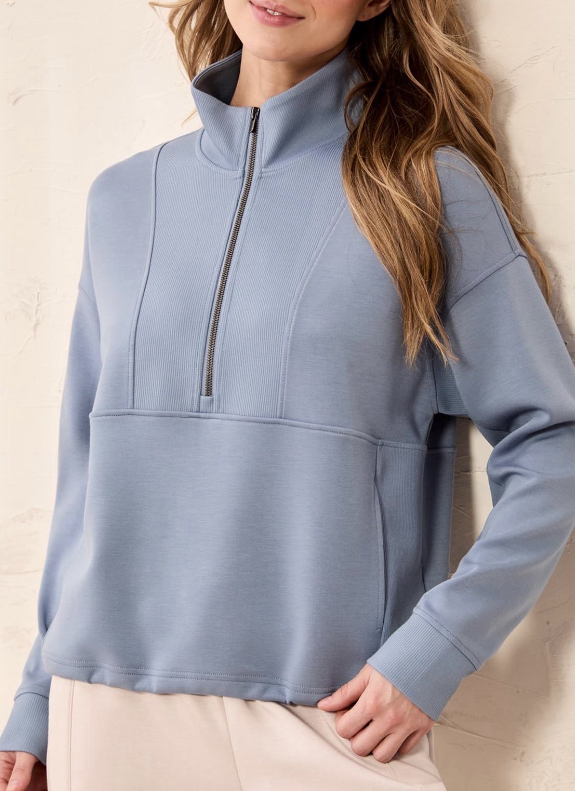 Tribal Women's Mock Neck Top W/Zipper - OLIVIA'S