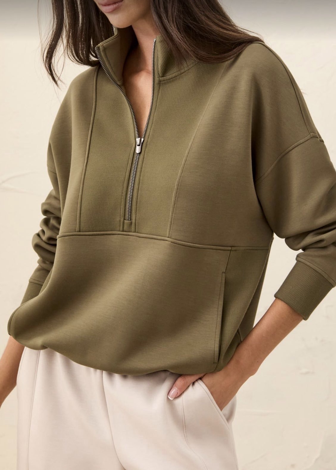 Tribal Women's Mock Neck Top W/Zipper - OLIVIA'S