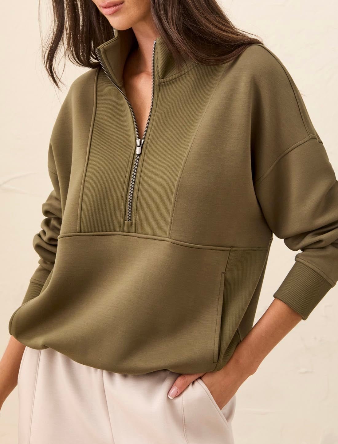 Tribal Women's Mock Neck Top W/Zipper - OLIVIA'S