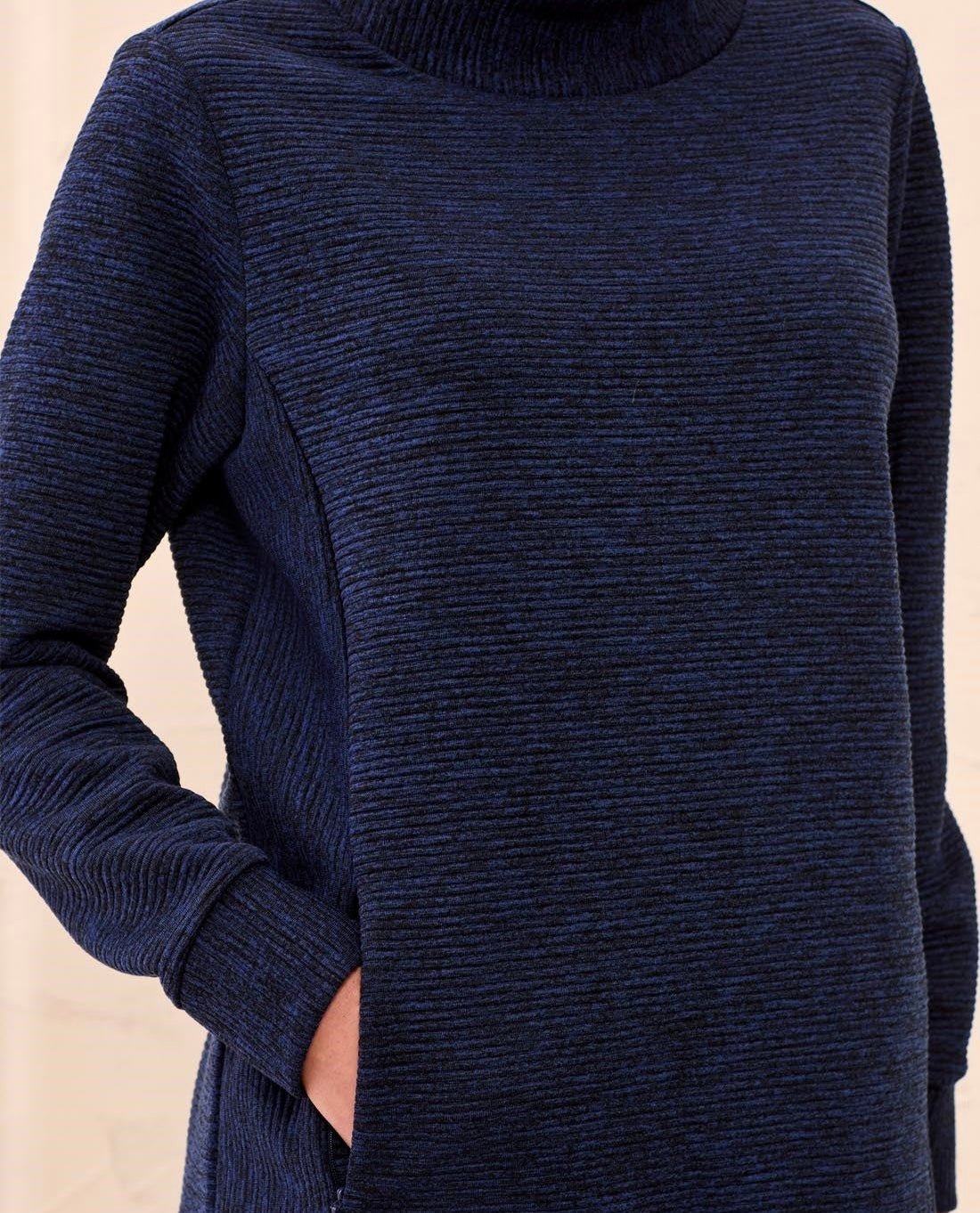 Tribal Women's Ottoman Rib Mock Neck Tunic Sweater - OLIVIA'S