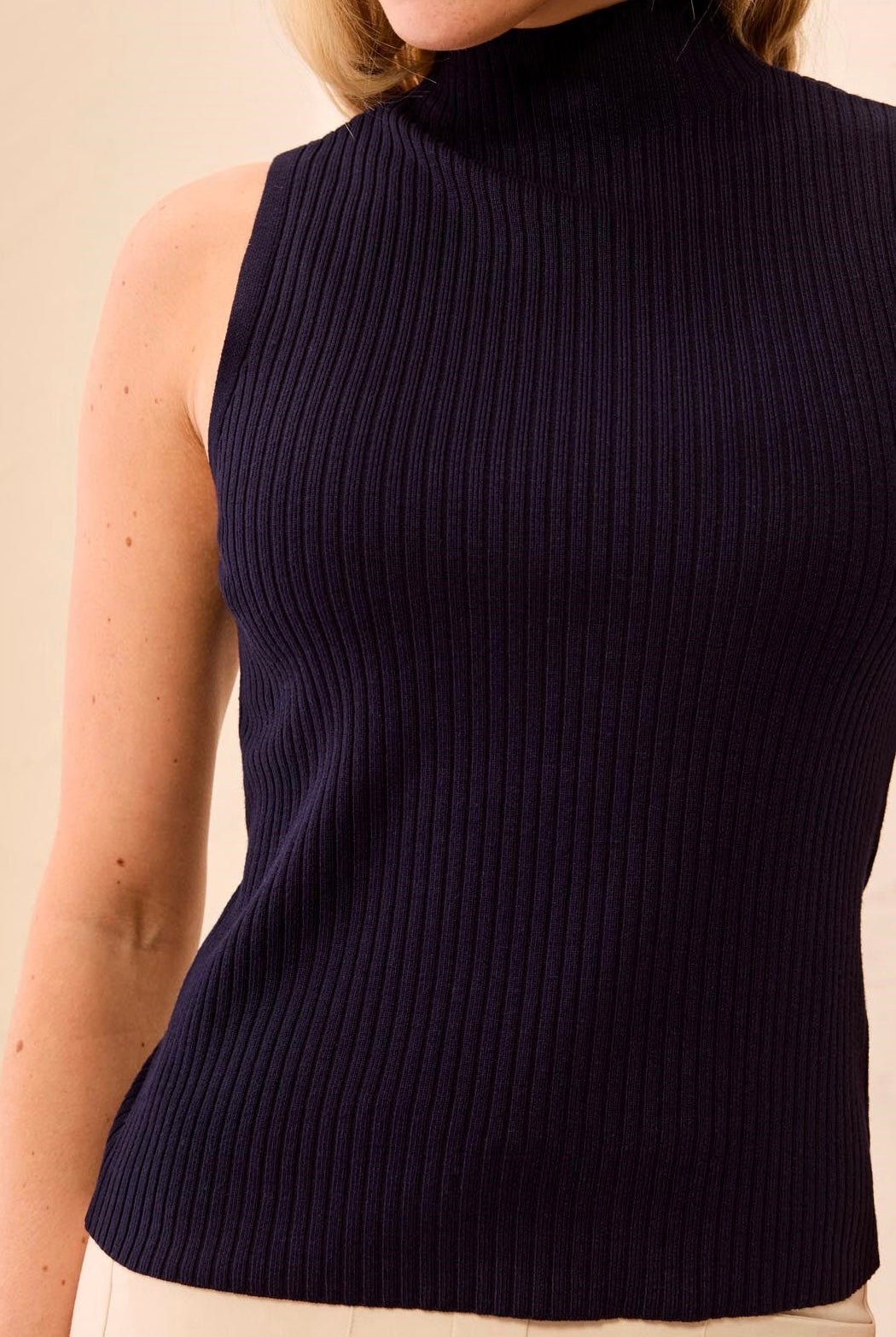 Tribal Women's Ribbed Funnel Neck Sleeveless Knit Tank - OLIVIA'S