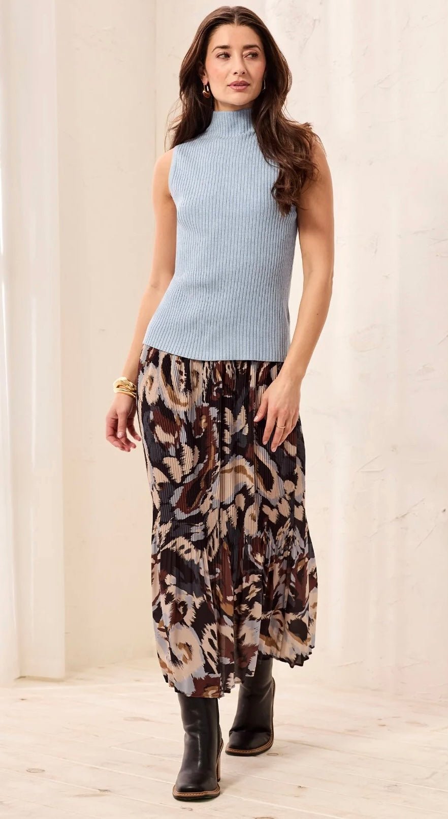 Tribal Women's Sleeveless Funnel Neck Sweater - OLIVIA'S