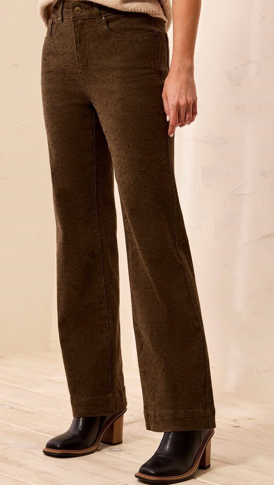 Tribal Women's Soft Pattern High Rise Wide Leg Twill Pants - OLIVIA'S
