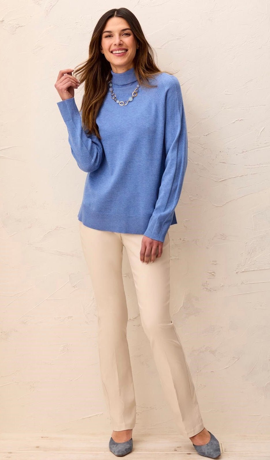 Tribal Women's Soft Viscose Blend Long Sleeve Mock Turtleneck Sweater - OLIVIA'S