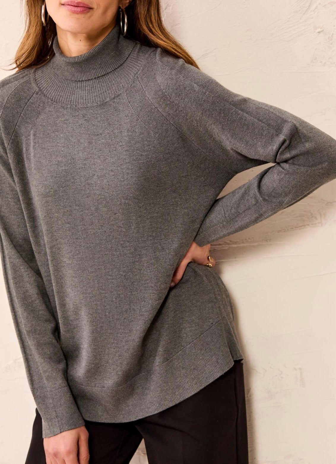Tribal Women's Soft Viscose Blend Long Sleeve Mock Turtleneck Sweater - OLIVIA'S