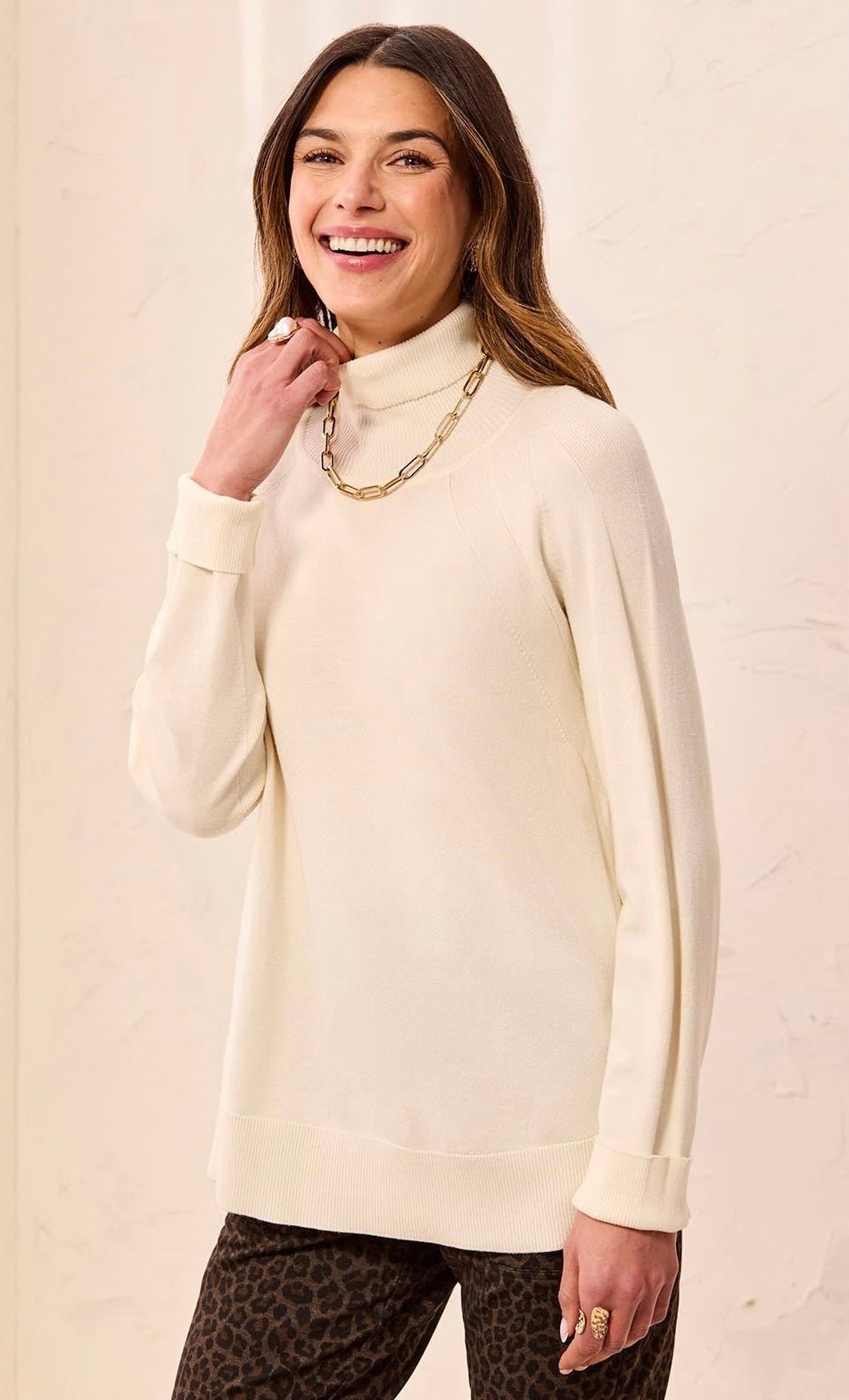 Tribal Women's Soft Viscose Blend Long Sleeve Mock Turtleneck Sweater - OLIVIA'S