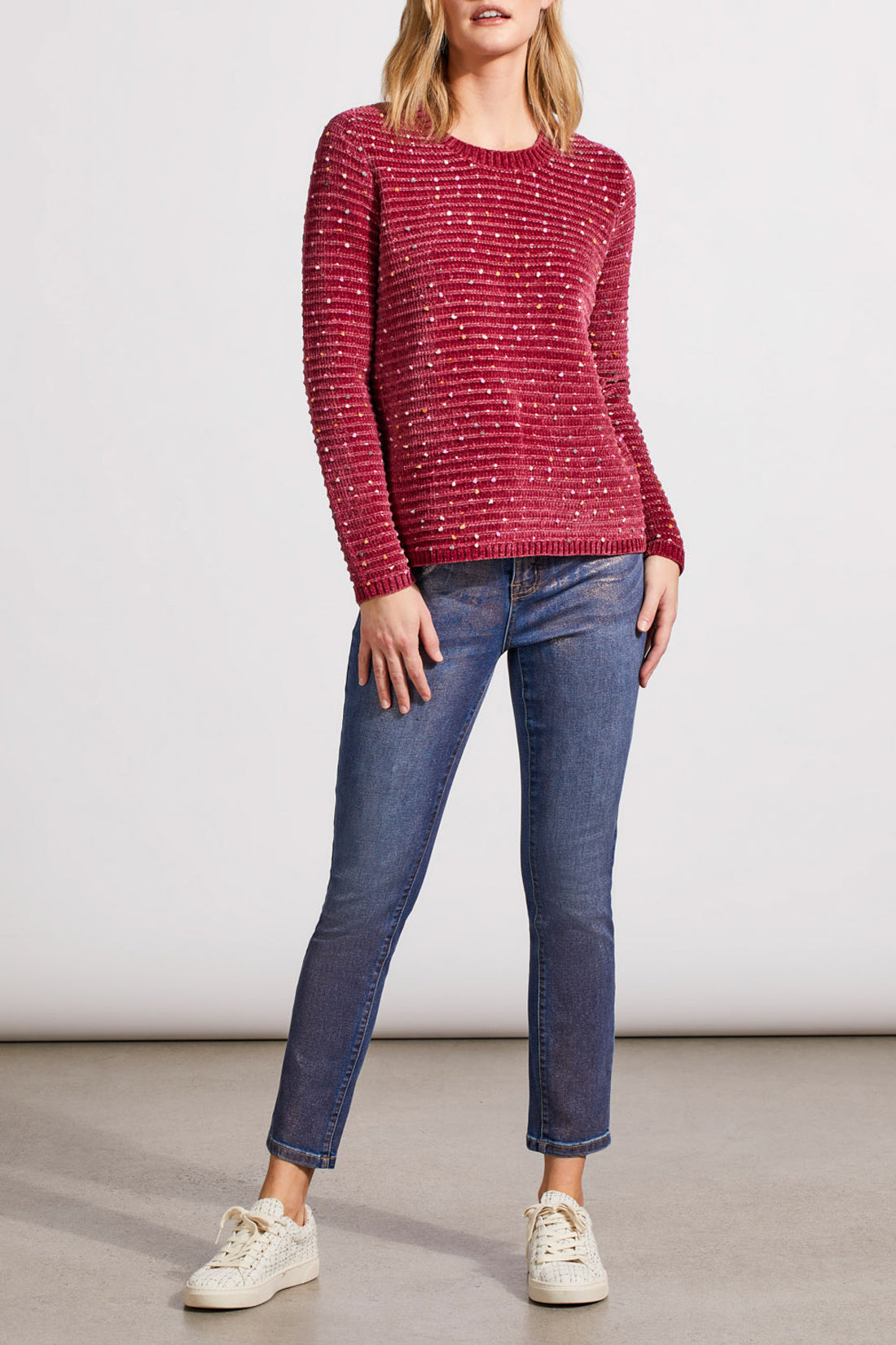 Textured Knit Crewneck Sweater