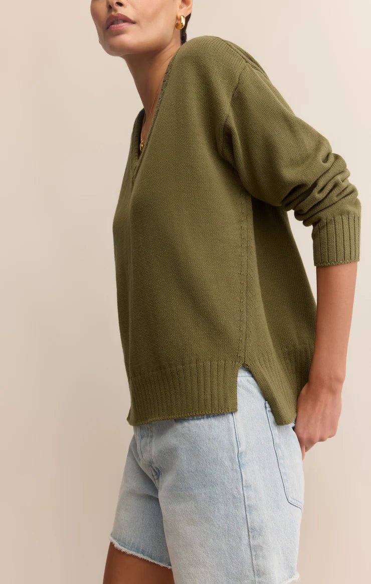 Z Supply All Around Cotton V-Neck Sweater - OLIVIA'S