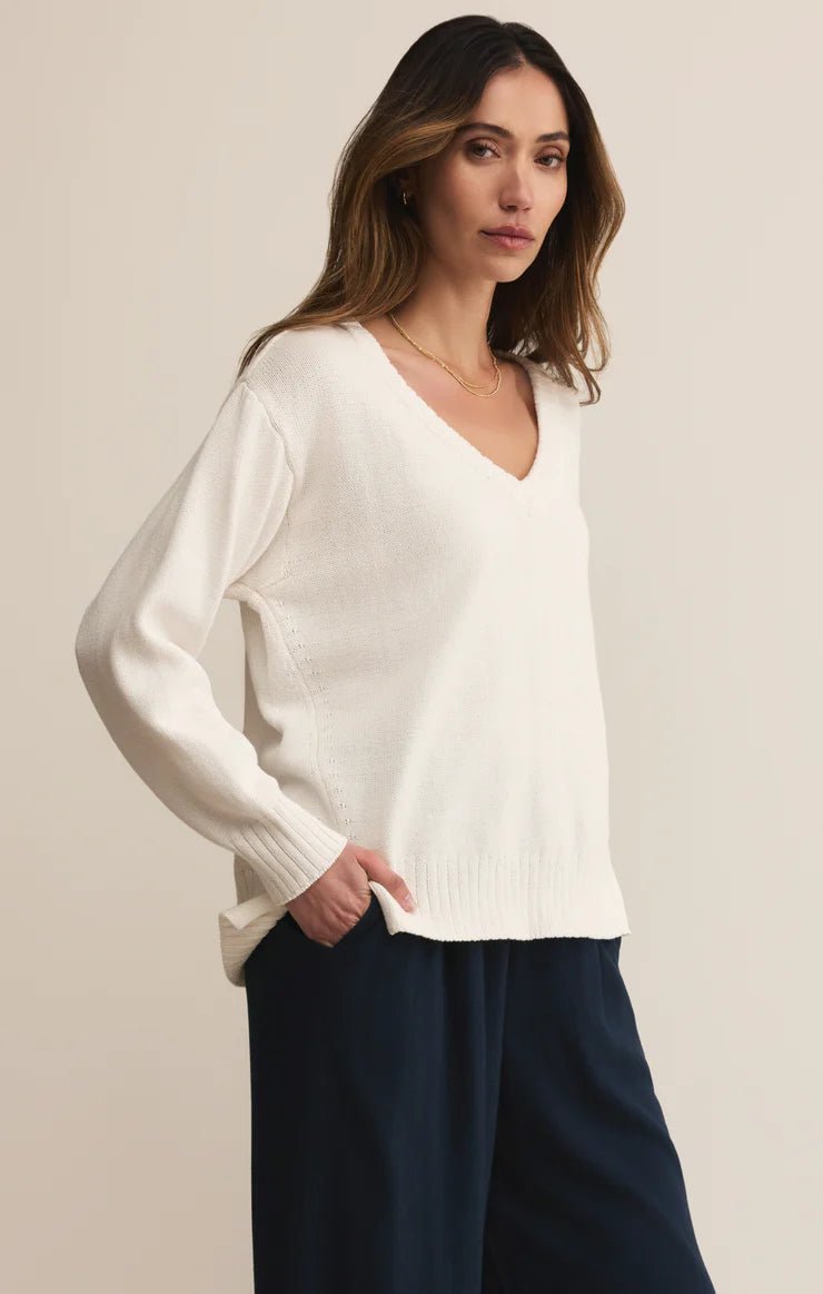 Z Supply All Around Cotton V-Neck Sweater - OLIVIA'S