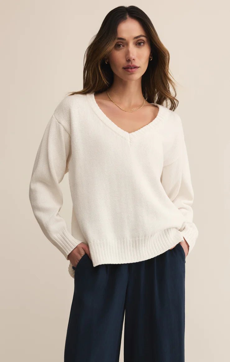 Z Supply All Around Cotton V-Neck Sweater - OLIVIA'S